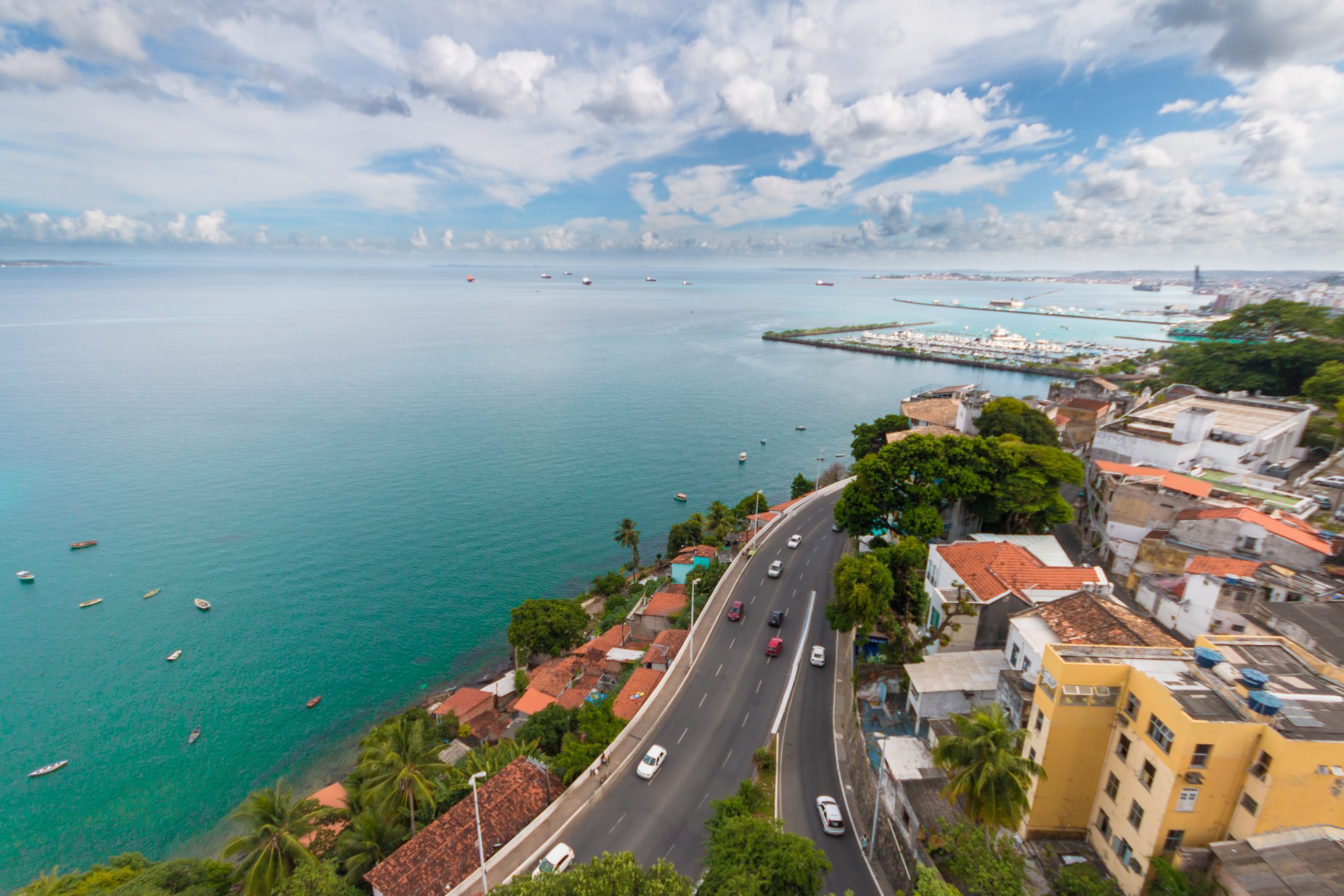 Aerial view of Todos os Santos Bay in Salvador Bahia Brazil